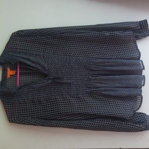 Sz Small Joe Fresh long sleeve lightweight top polka dot funky  Blue Gold Black